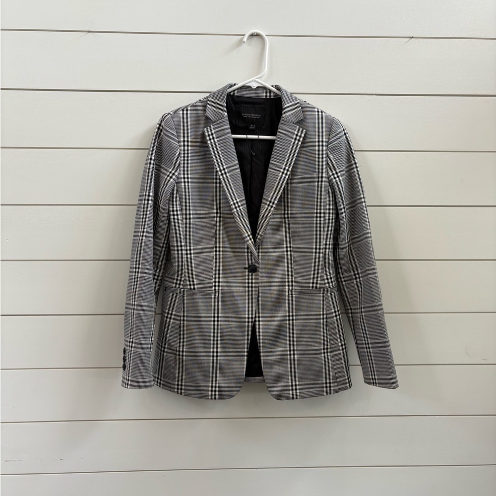 NWOT Banana Republic Black and White Checkered Blazer